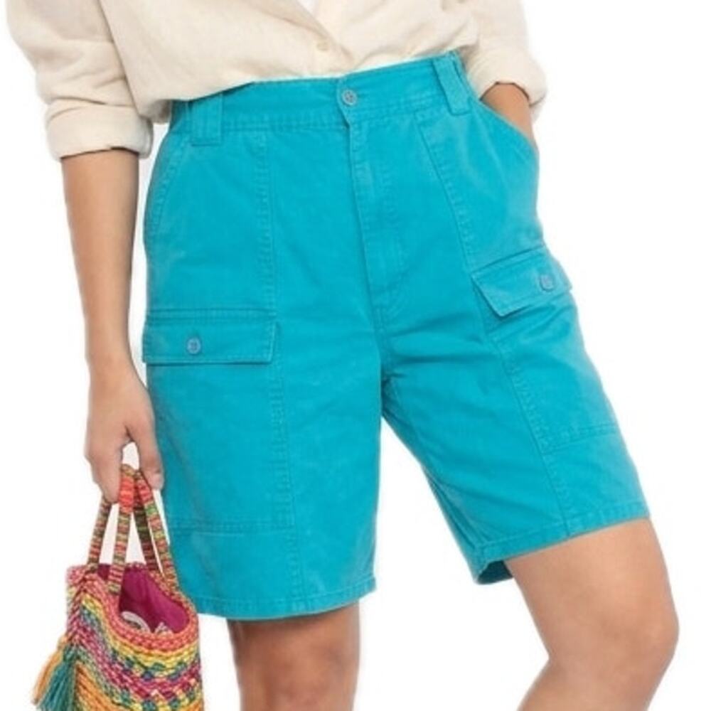Vintage 90s Turquoise Blue 100% Cotton Cargo Bermuda Shorts size M / L Ampuse